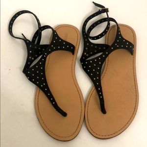 Forever 21 black gold studded thong sandals